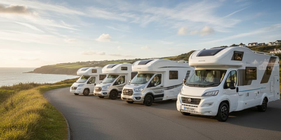 The Why Knott 2026 motorhome fleet on a coastal road